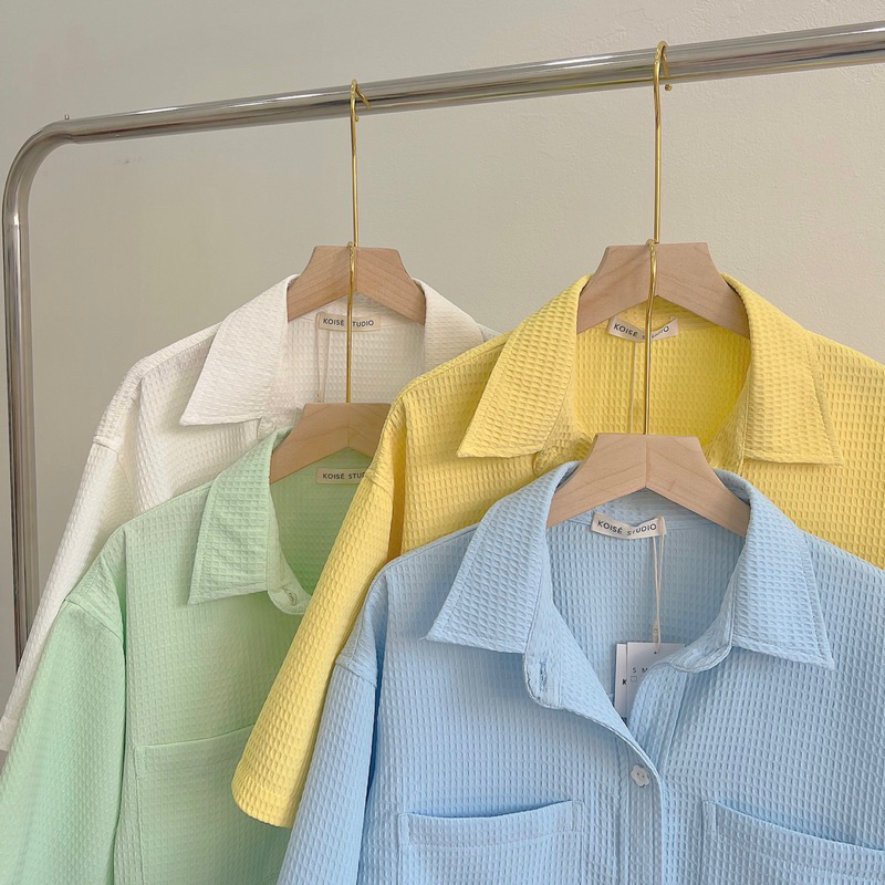ÁO SƠ MI FORM RỘNG, 2 TÚI NGỰC, MÀU PASTEL PHONG CÁCH HÀN QUỐC