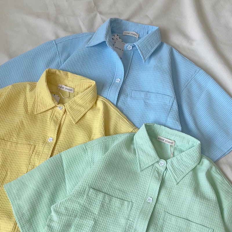 ÁO SƠ MI FORM RỘNG, 2 TÚI NGỰC, MÀU PASTEL PHONG CÁCH HÀN QUỐC