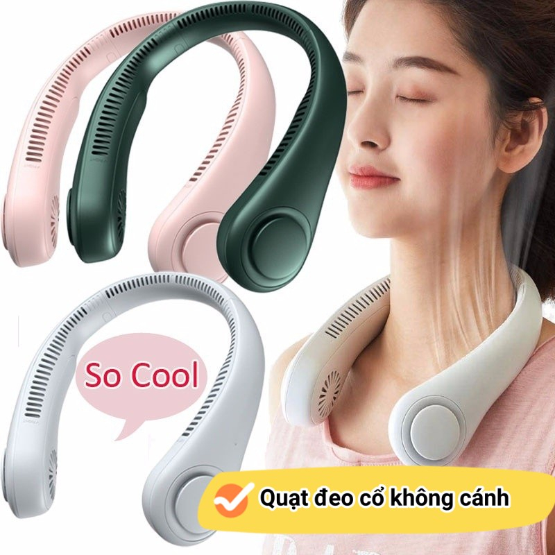 Quạt Đeo Cổ Không Cánh Mini Sạc Usb Tiện Lợi 3 Cấp Độ Gió - Quạt Quàng Cổ Mini