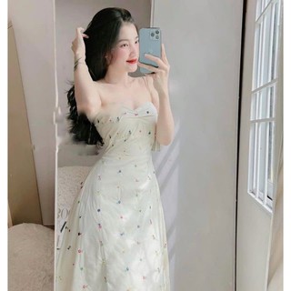 ĐẦM MIDI ỐNG CUP NGỰC IN HOA