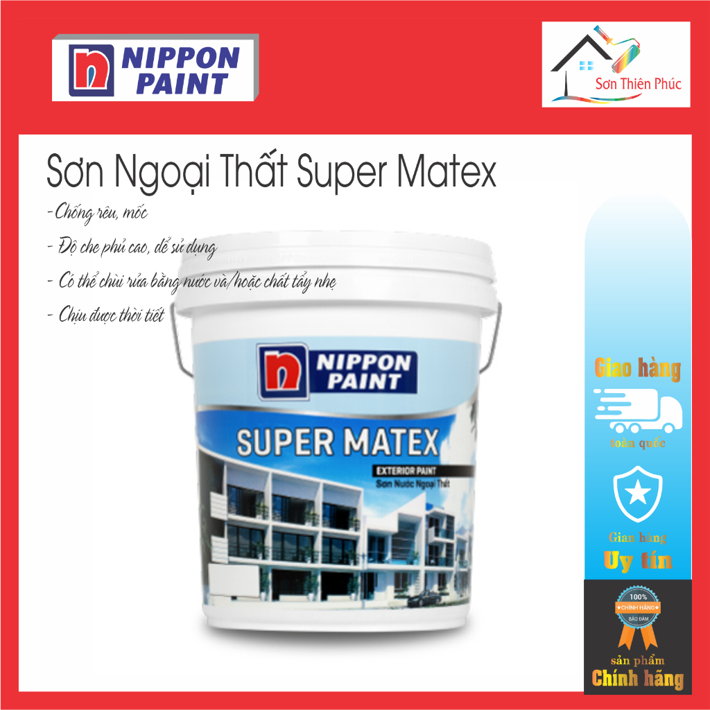 HCM /Sơn Ngoại Thất Super Matex Chính hãng nhật bản (5L - 17L) chống rêu, mốc, có độ che phủ cao và dễ sử dụng.