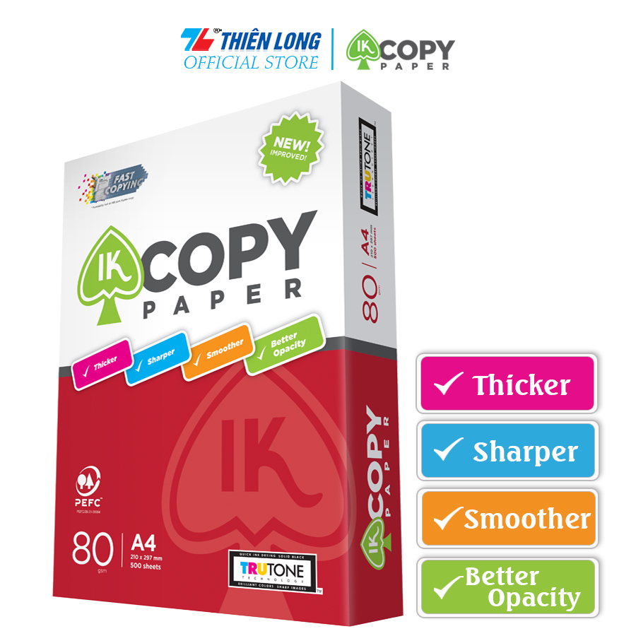 Ream giấy A4 80 gsm IK Copy (500 tờ) - Hàng nhập khẩu Indonesia
