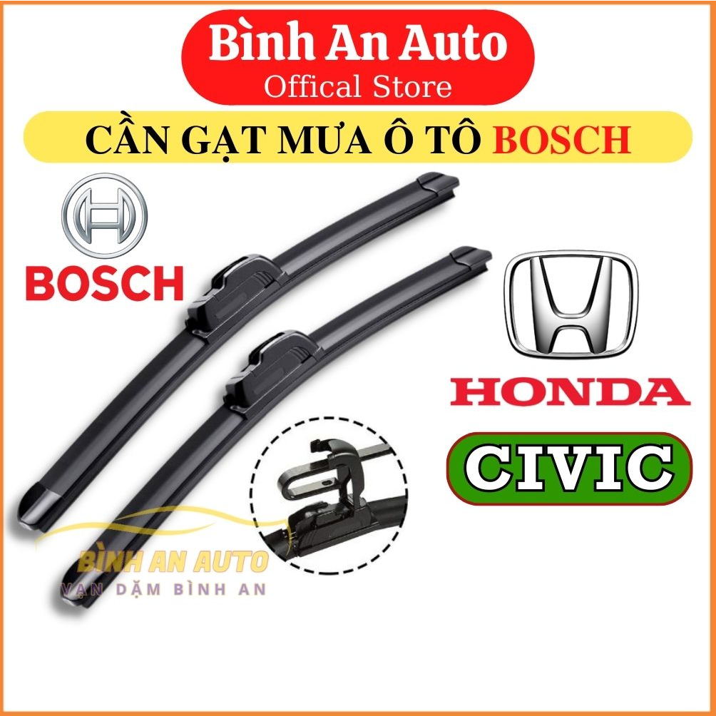 Cần gạt mưa HONDA CIVIC 2001-2022 Loại BOSCH AEROFIT không xương Silicone, loại BOSCH ECOPLUS thân cứng xương sắt