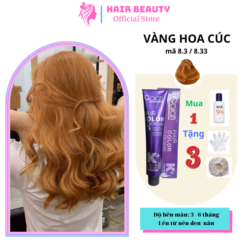Thuốc nhuộm tóc GALATI màu Vàng Hoa Cúc 8.3 / 8.33 tuýp 100g, không tẩy, không khô tóc