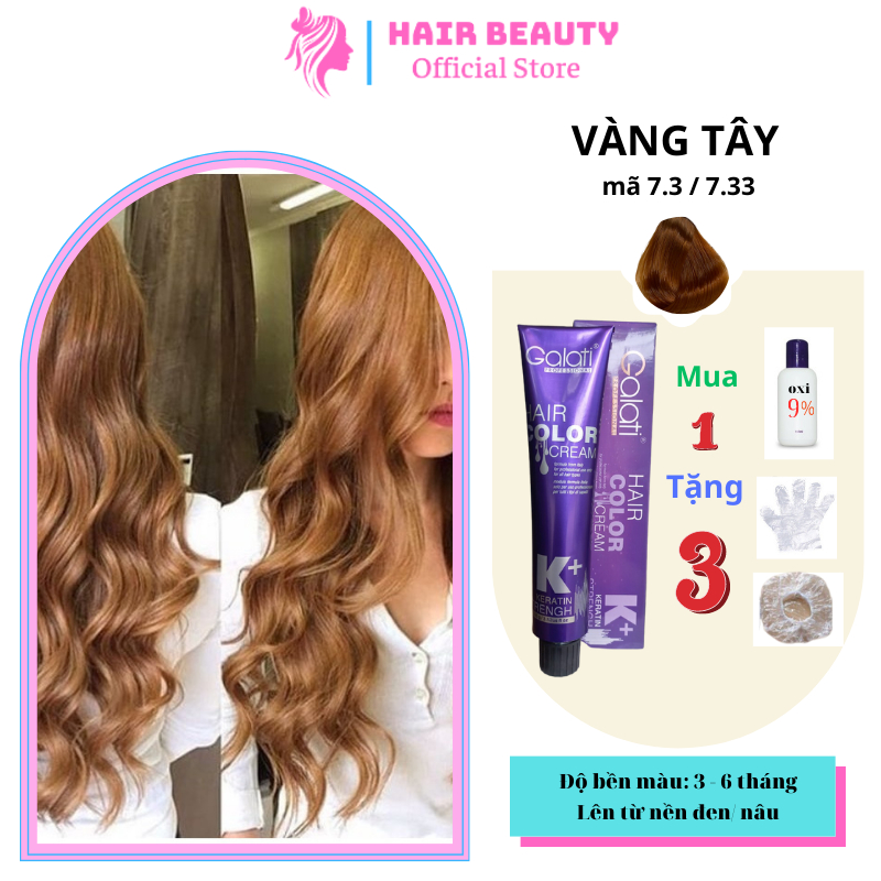 Thuốc nhuộm tóc GALATI màu Vàng Tây 7.3 / 7.33 tuýp 100g, không cần tẩy, không khô tóc