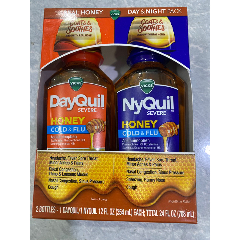 Siro ho cảm sốt Vicks DayQuil & NyQuil Cold & Flu Severe 354ml của Mỹ