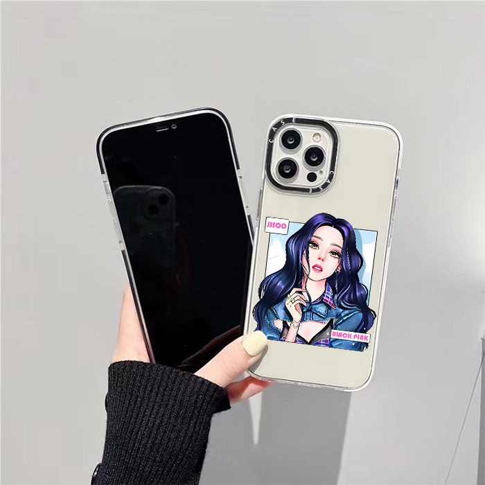 Ốp lưng iPhone chống sốc trong suốt camera viền đen idol Jisoo 6/6s/7/8/x/xr/xs/11/12/13/14/plus/pro/max - sh2033