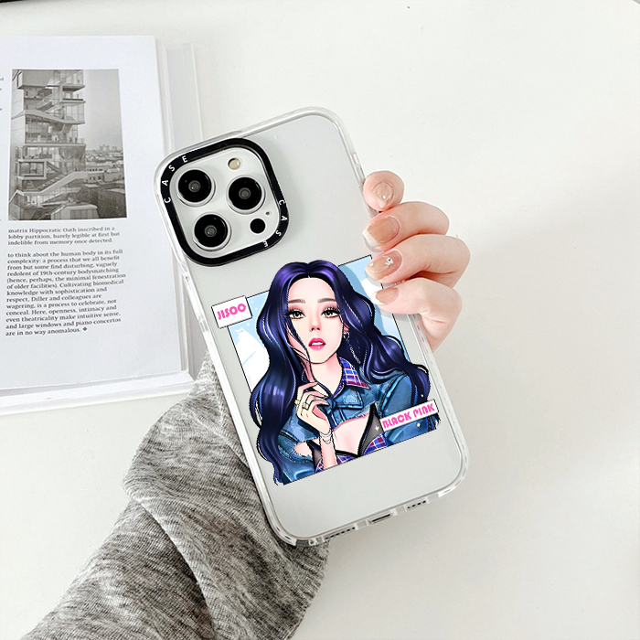 Ốp lưng iPhone chống sốc trong suốt camera viền đen idol Jisoo 6/6s/7/8/x/xr/xs/11/12/13/14/plus/pro/max - sh2033