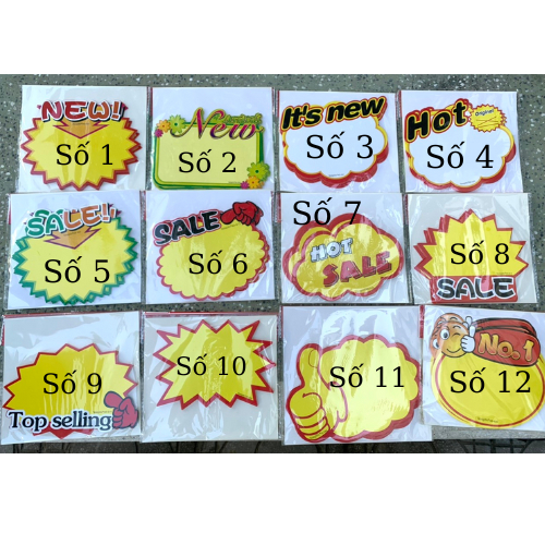 Giấy sale size M, biển sale ghi giá, tên sản phẩm, giấy sale bìa cứng