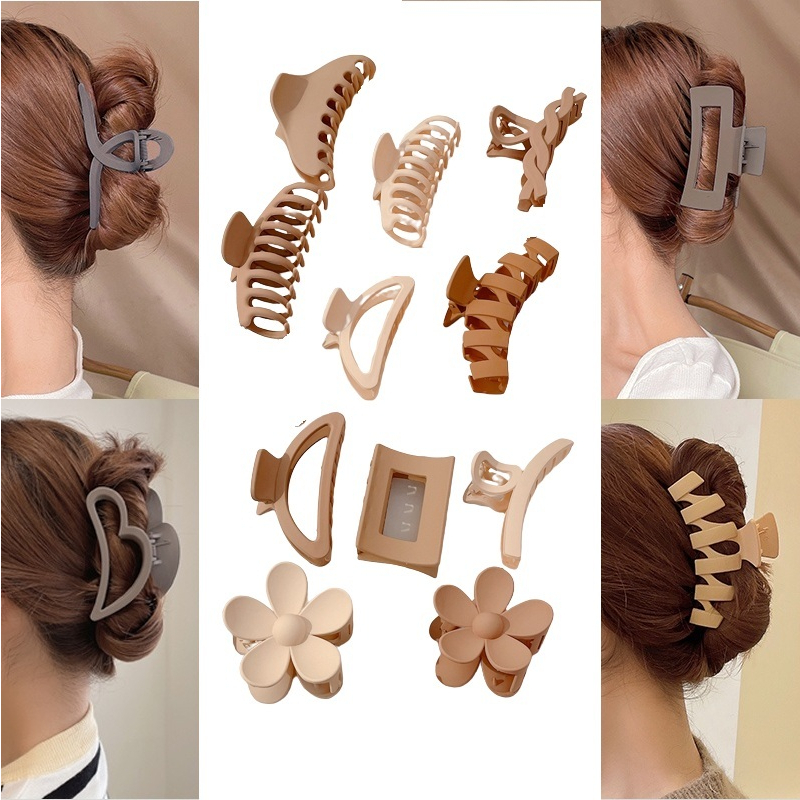 Sét 10 Kẹp Tóc Càng Cua Hàn Quốc Đẹp Thiết Kế Kiểu Dáng Nhựa Nhám