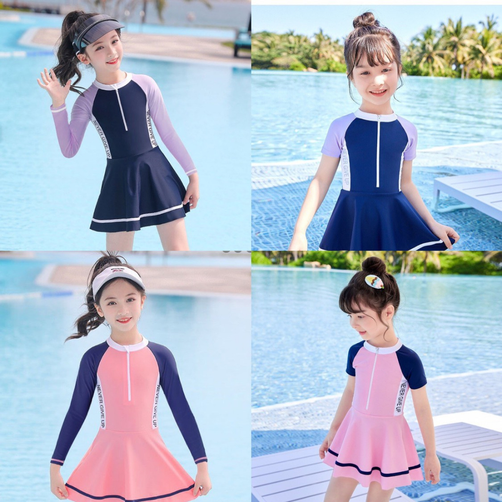 Bộ bơi bé gái vải chống nắng bảo vệ da, chống lạnh cơ thể