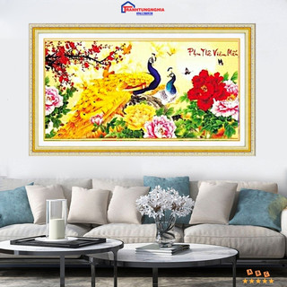 Tranh thêu chữ thập phu thê viên mãn 73cm x 40cm