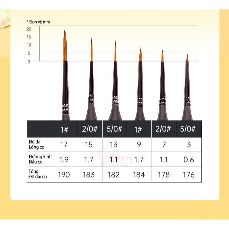 Cọ vẽ đi nét Mont Marte lông mềm siêu bền cho tranh tô màu theo số màu acrylic màu nước sơn dầu