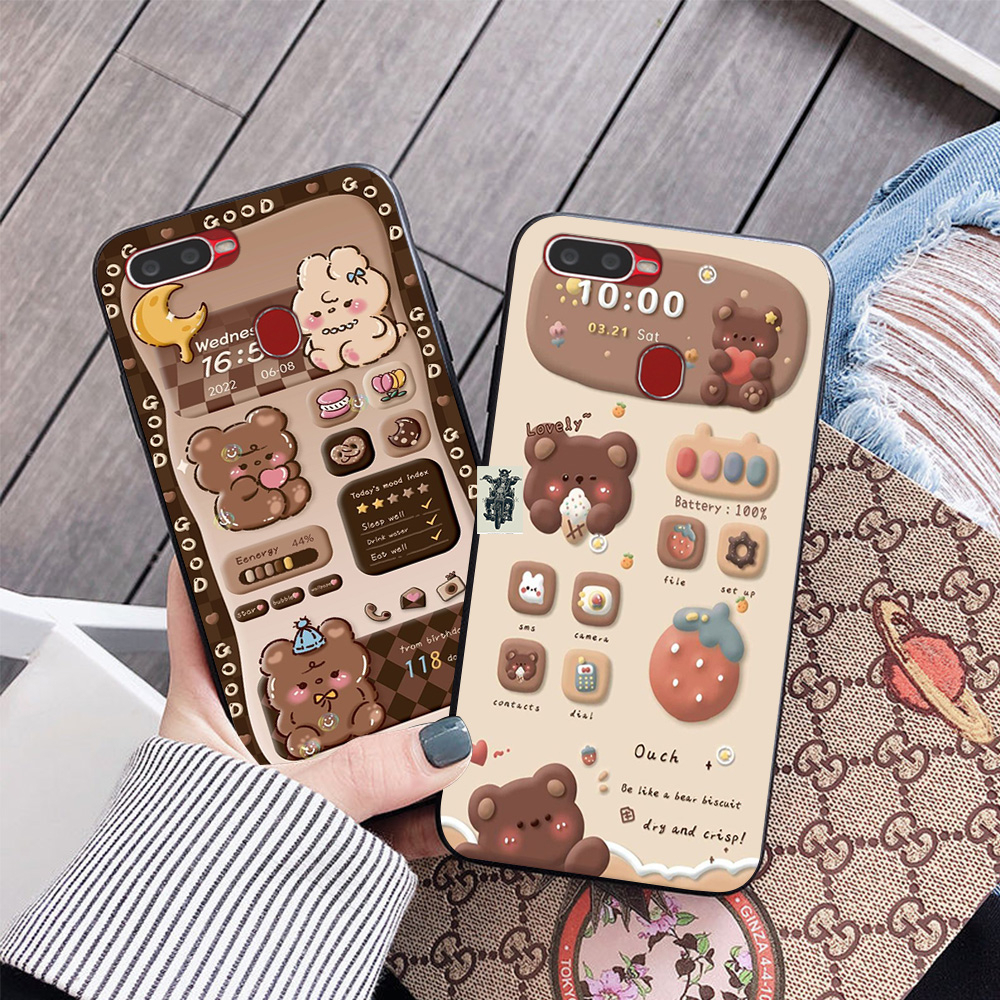 Ốp lưng oppo a5S / oppo A7 / oppo A9 /  oppo A12 in hình gấu nâu  cute họa tiết.in hình ngày tháng giờ