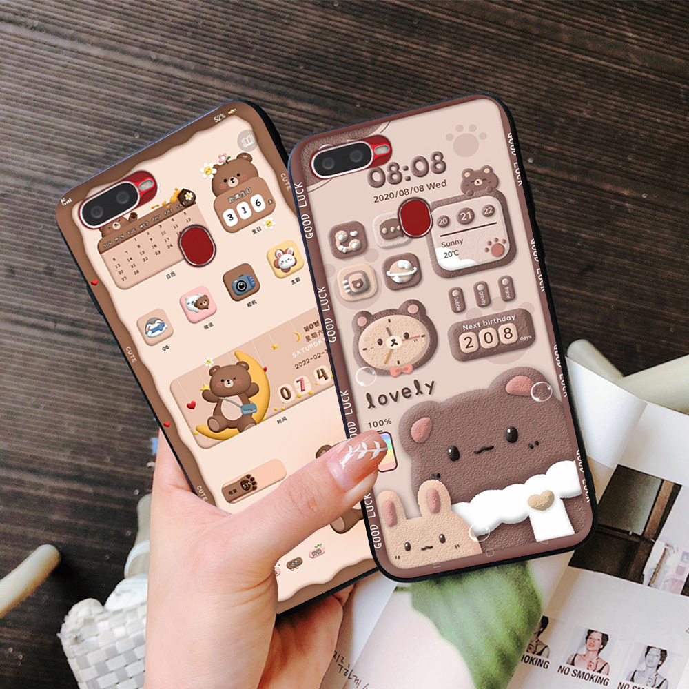 Ốp lưng oppo a5S / oppo A7 / oppo A9 /  oppo A12 in hình gấu nâu  cute họa tiết.in hình ngày tháng giờ
