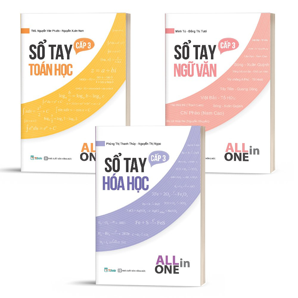 Sách - Trọn bộ Sổ tay Toán học + Vật lý + Hóa học + Ngữ văn + Tiếng Anh Cấp 3 - All In One