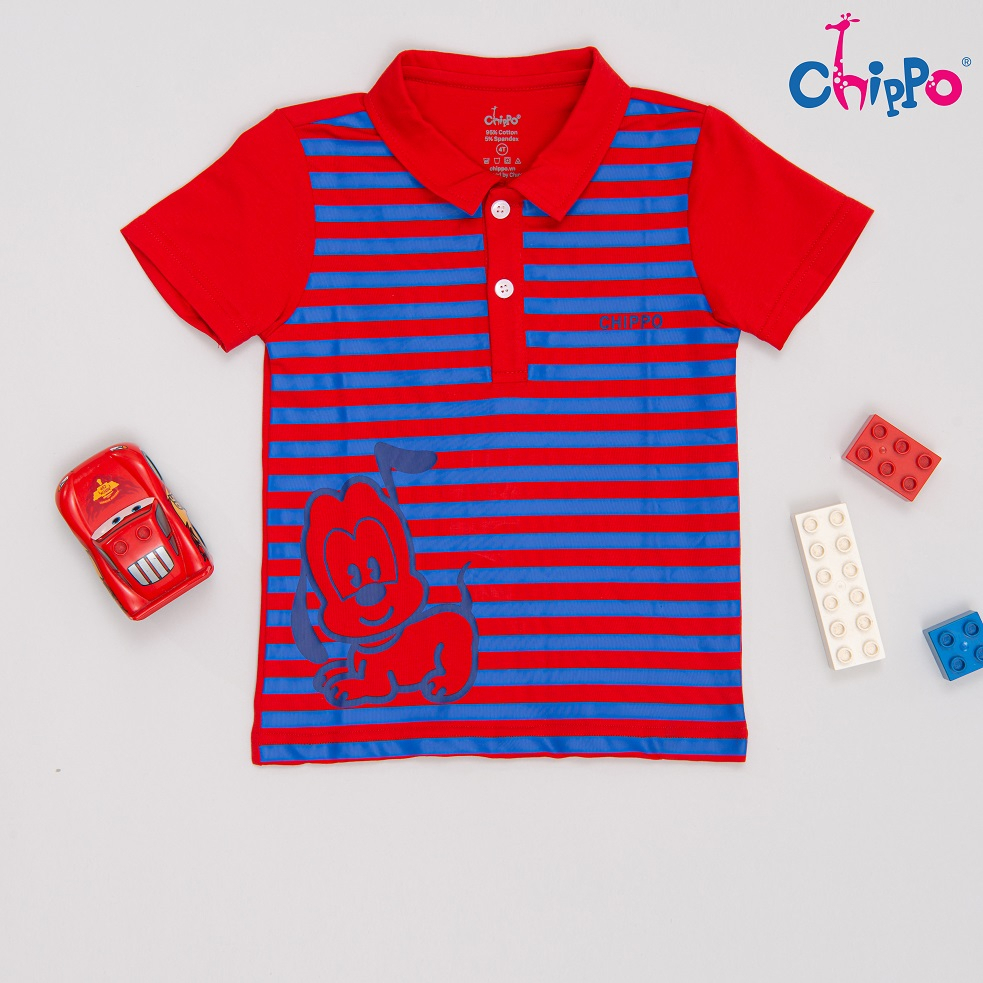 Áo Polo Chippo cho bé trai chất liệu 100% Cotton cho bé từ 1 đến 5 tuổi (10-18Kg)