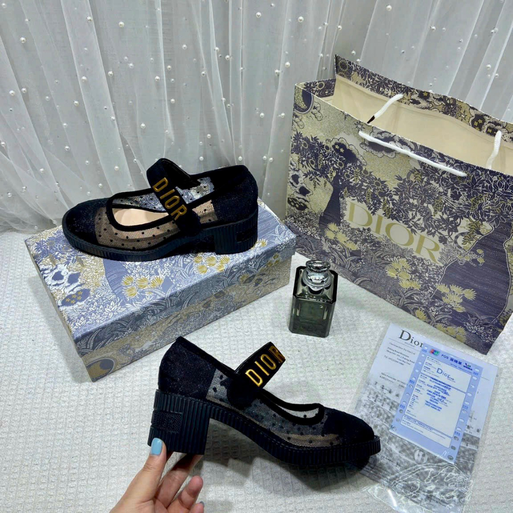 Giày lưới nữ quai dán fullbox túi giấy cao cấp kết hợp váy cực xinh phong cách Mary Janes đế cao 5 cm