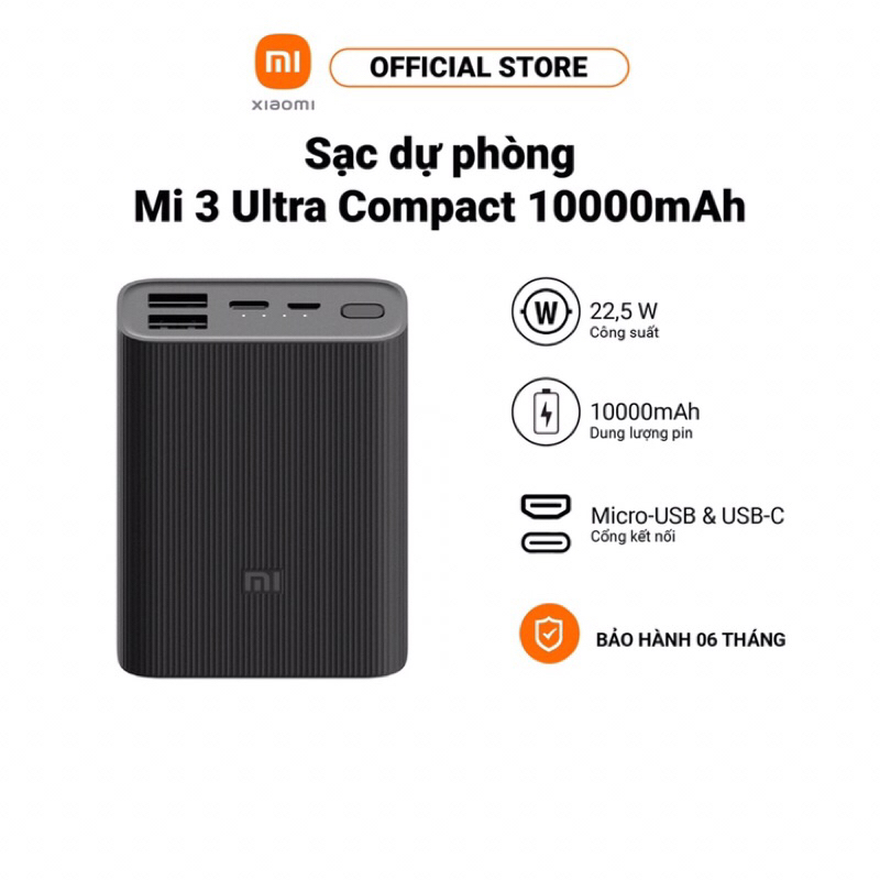 Pin sạc dự phòng 10000mAh Mi Power Bank 3 Ultra Compact