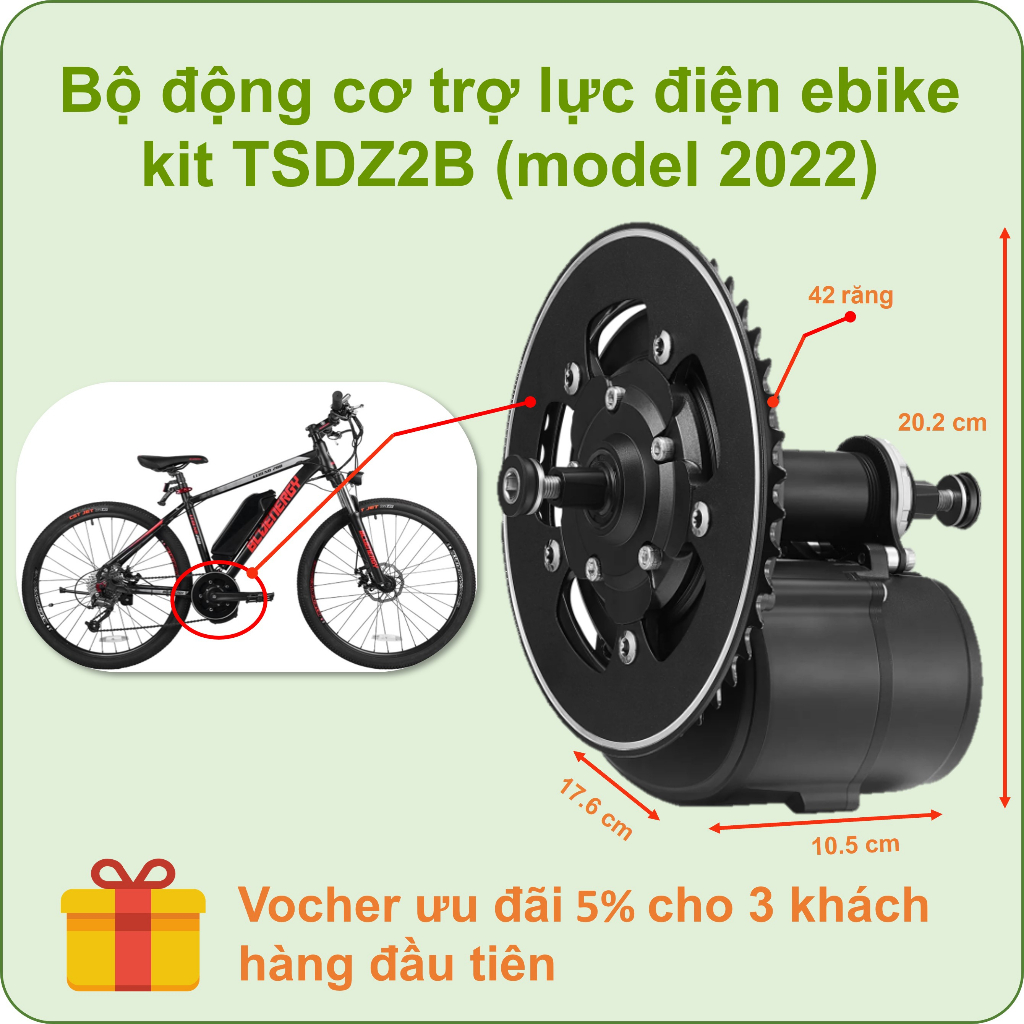 Xe đạp trợ lực điện thế hệ mới Tongsheng TSDZ2B 500W - bộ động cơ nâng cấp xe đạp thường thành xe đạp trợ lực điện