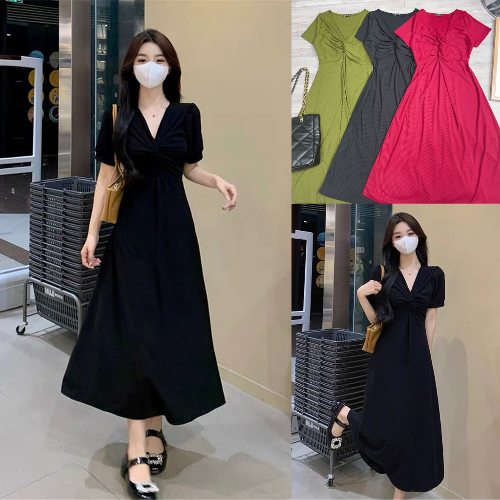 Dầm Body bigsize Váy Ôm Cổ V Dáng Dài Cá Tính Chất Thun Gân Co Dãn Mát G80