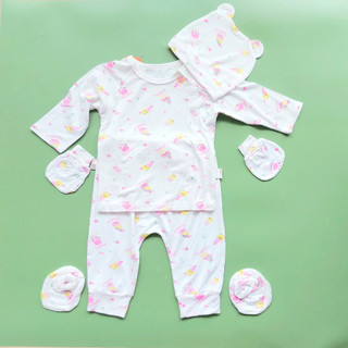 Set sơ sinh dài tay Babiboo 5 món nhiều mẫu cho bé trai bé gái