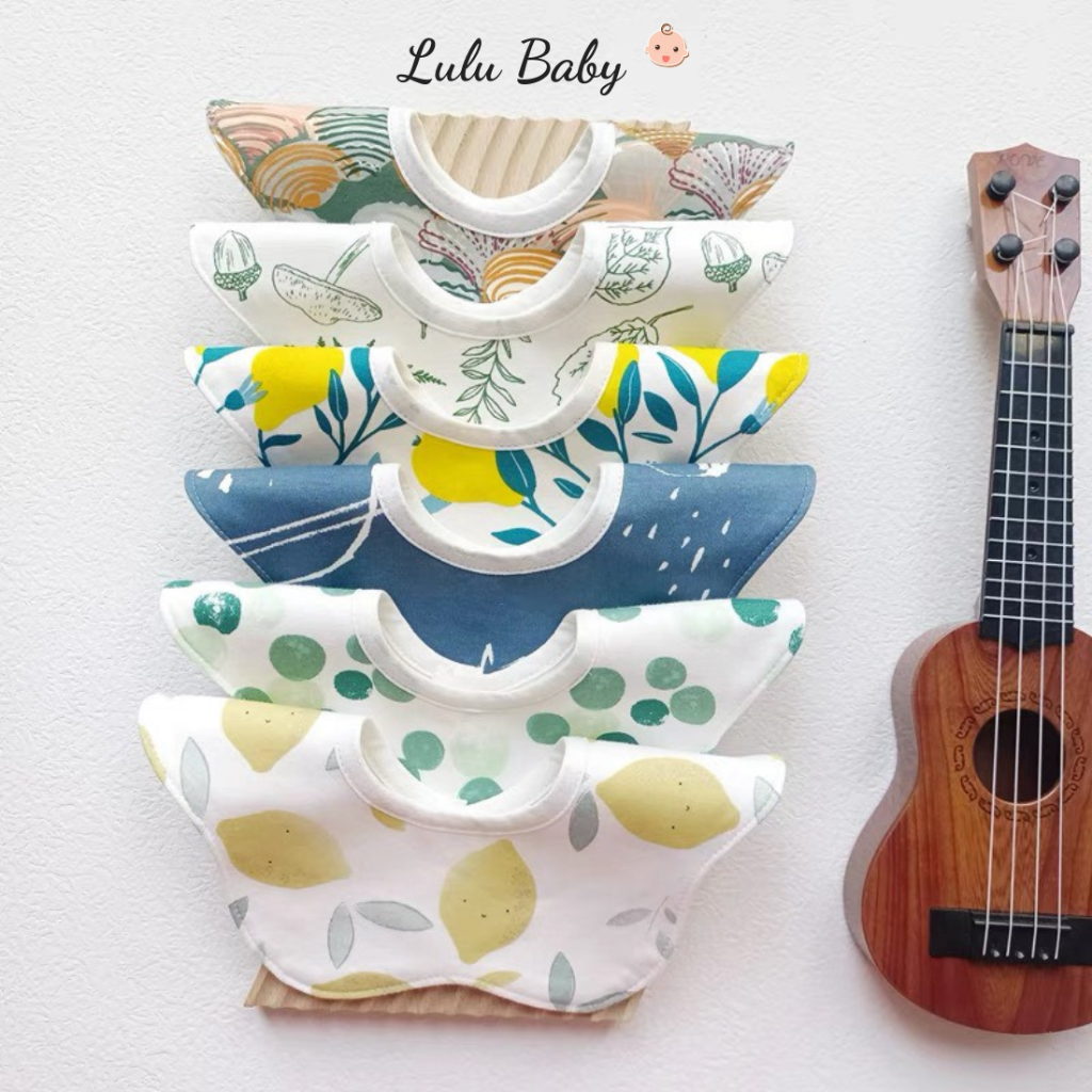Set 3 yếm cổ tròn cánh hoa cotton mềm mại, đáng yêu cho bé Lulu Baby YC06