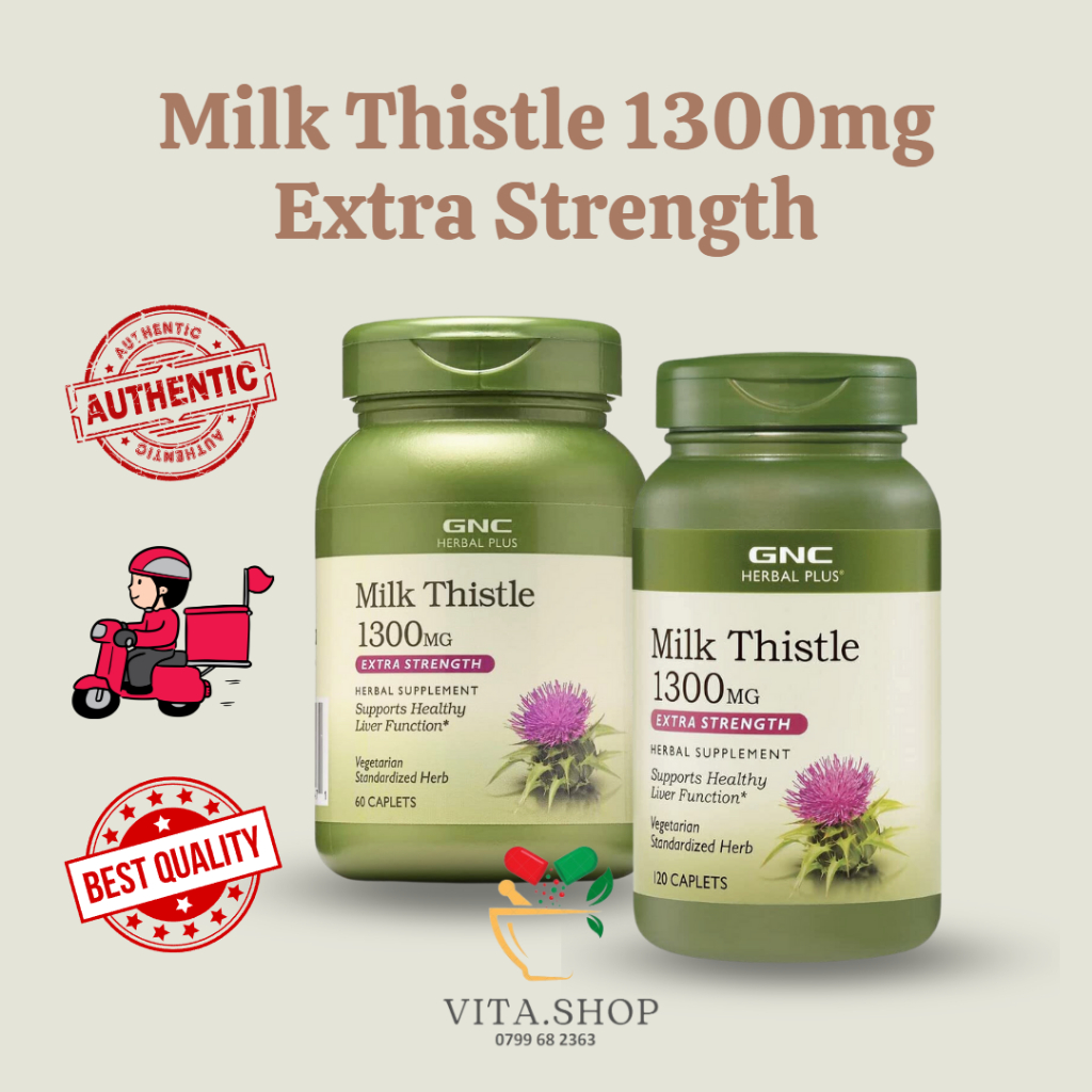 GNC Milk Thistle 1300mg Extra Strength - Viên uống bổ gan, thải độc gan 120 viên USA
