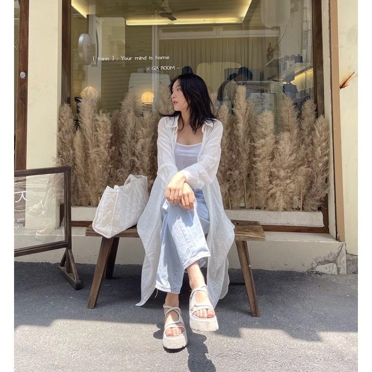 B159-ÁO KHOÁC SƠ MI DÁNG DÀI ĐI BIỂN