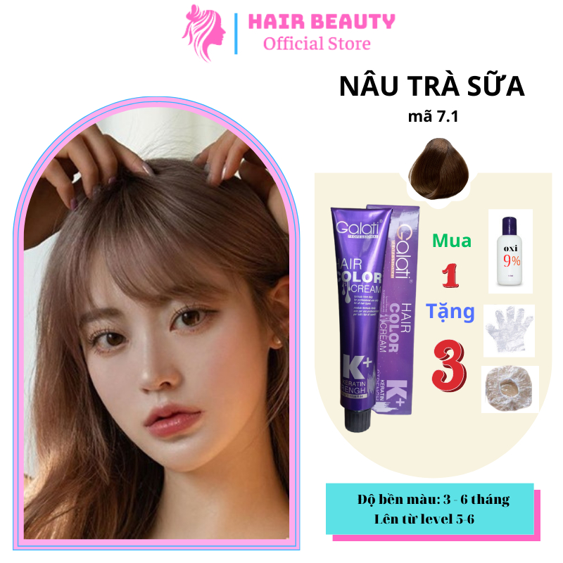 Thuốc nhuộm tóc GALATI màu Nâu Sữa / Nâu Trà Sữa 100g, không cần tẩy tóc, không khô tóc