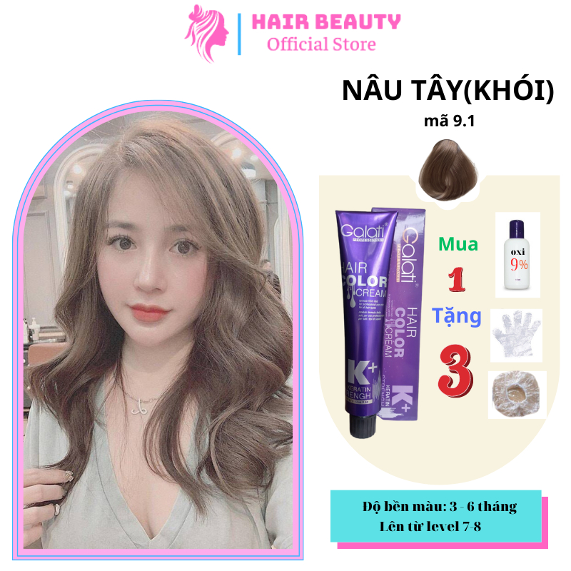 Thuốc nhuộm tóc GALATI màu Nâu Khói / Nâu Tây 100g, không cần tẩy tóc, không khô tóc