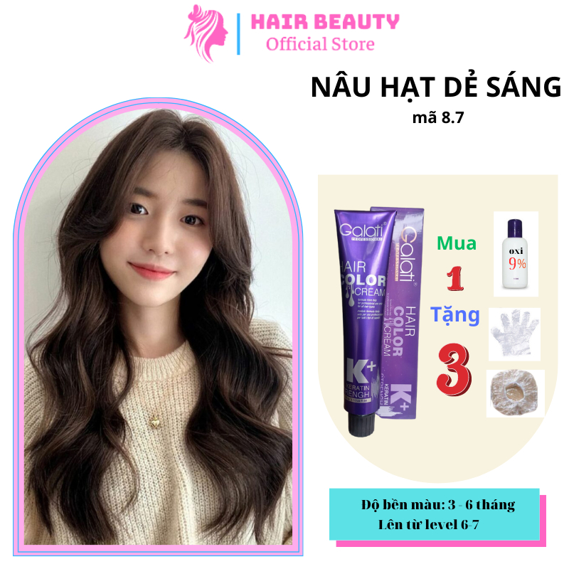 Thuốc nhuộm tóc GALATI màu Nâu Hạt Dẻ Sáng 100g, không cần tẩy tóc