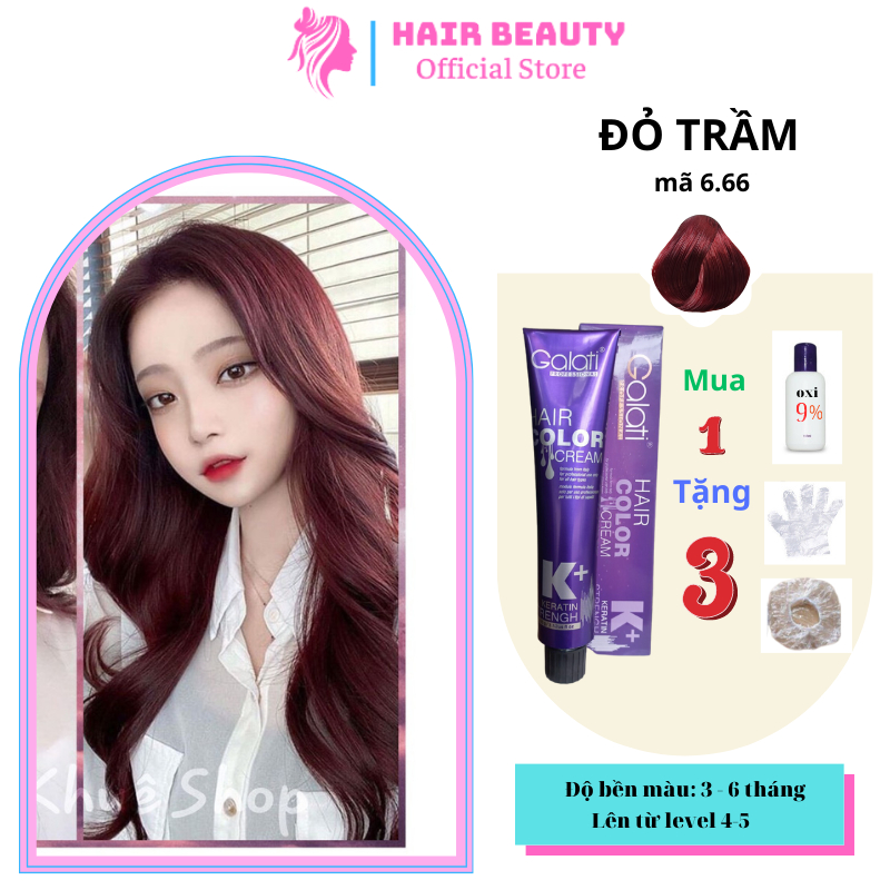 Thuốc nhuộm tóc GALATI màu Đỏ Trầm / Nâu Đỏ 6.66, không cần tẩy tóc