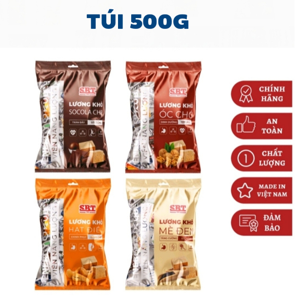 Lương khô Energy Dice viên năng lượng 6 vị - Túi 500g (Ăn vặt, bữa sáng, bữa phụ)