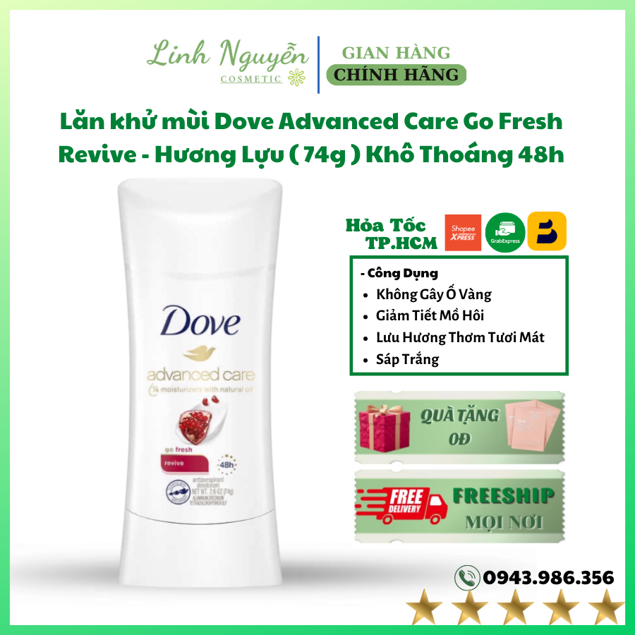 Lăn khử mùi Dove Advanced Care Go Fresh Revive - Hương Lựu ( 74g ) Khô Thoáng 48h