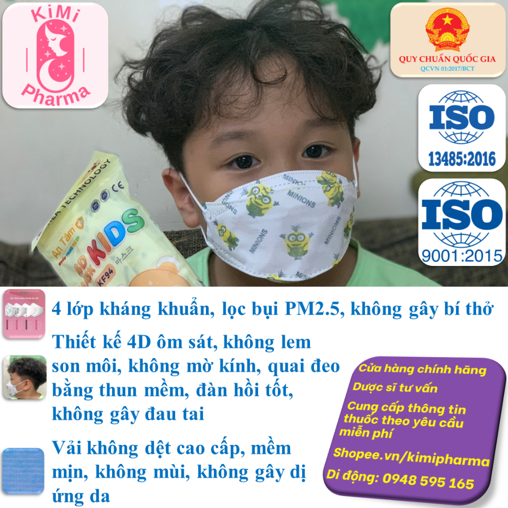 Khẩu trang cho bé kf94 An Tâm-Túi 10 cái