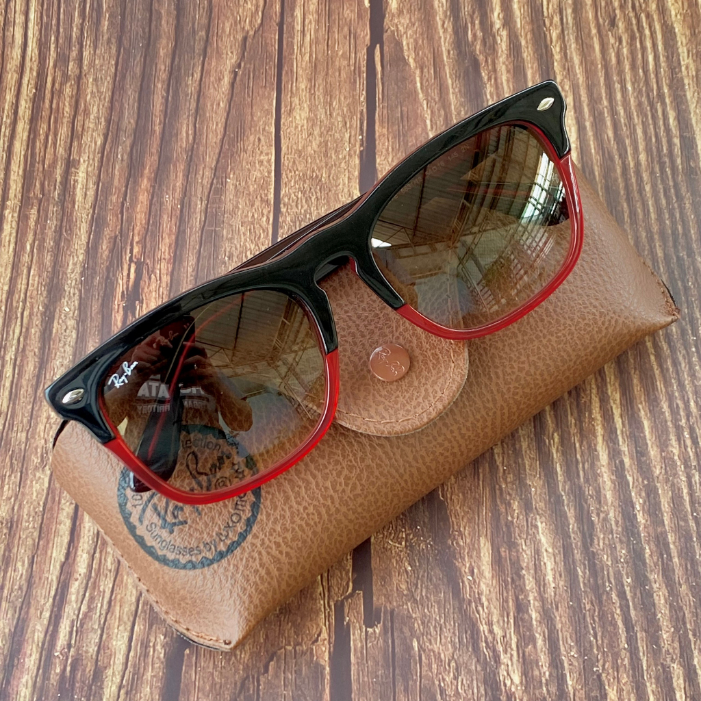 kính Rayban gọng phối màu đỏ đen