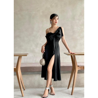 Đầm bigsize phối nơ to xẻ tà duyên dáng ( Thời trang Vicky G - Anitagreen ) HN0423
