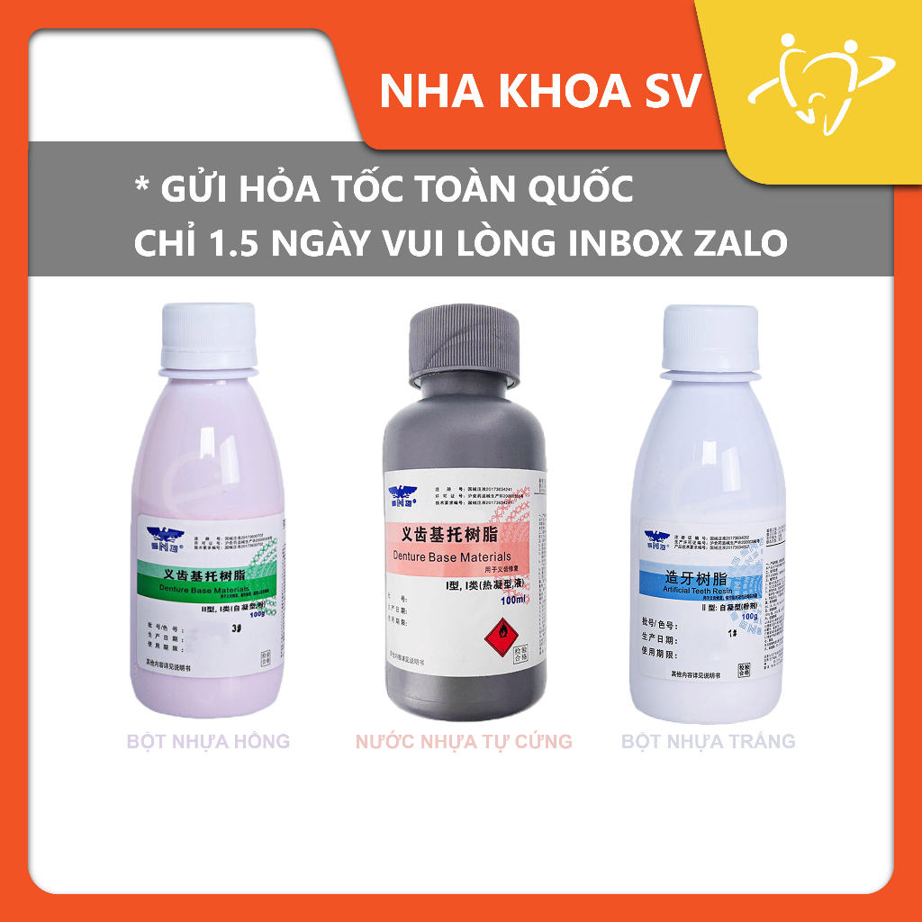 BỘT NHỰA VÀ NƯỚC NHỰA TỰ CỨNG GIÁ RẺ DÙNG TRONG PHỤC HÌNH