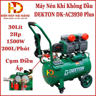 Máy nén khí không dầu 30l 2hp dekton dk-ac3930plus 1500w.có van chỉnh áp. lên hơi nhanh.bh chính hãng dekton 6t