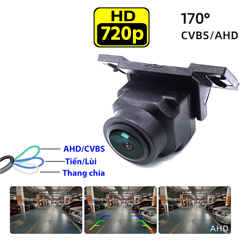 Camera lùi lắp ở đuôi xe ô tô, công nghệ AHD/CVBS , nguồn 12V, độ phân giải 720P, góc quay 160 độ | BigBuy360 - bigbuy360.vn