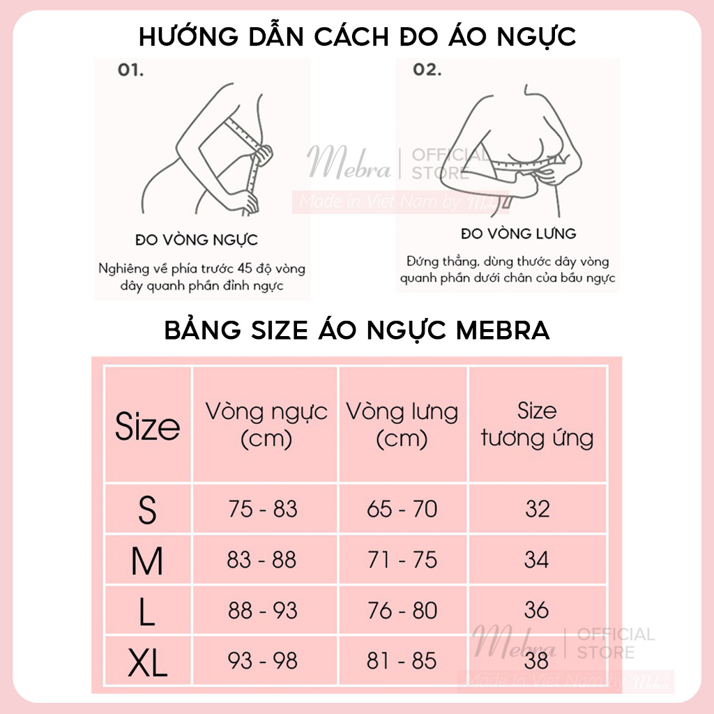 Áo lót ren nữ có gọng không đệm mút 2 lớp màu hồng nude cao cấp thương hiệu Mebra A052