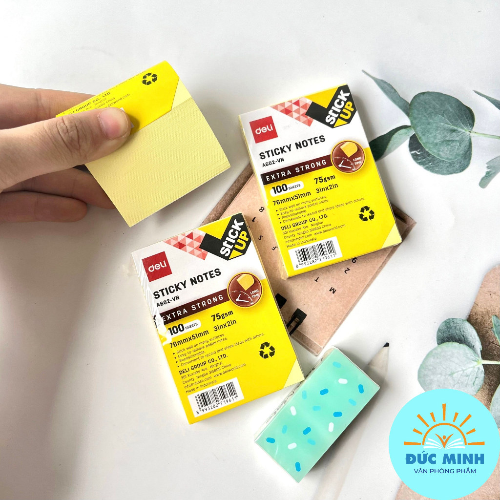 Set 100 tờ giấy Note ghi chú chất lượng cao Deli - đủ cỡ - EA602/EA603/EA604/EA605 - vpp Diệp Lạc