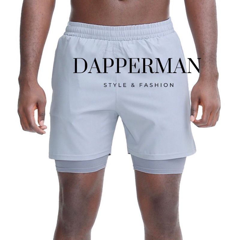 Quần đùi thể thao nam 2 lớp - short đùi và lớp legging lót bên trong hỗ trợ đạp xe hoặc chạy bộ DAPPERMAN