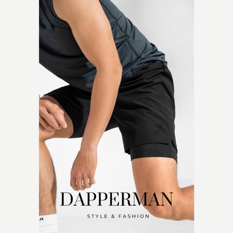 Quần đùi thể thao nam 2 lớp - short đùi và lớp legging lót bên trong hỗ trợ đạp xe hoặc chạy bộ DAPPERMAN