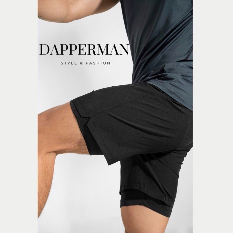 Quần đùi thể thao nam 2 lớp - short đùi và lớp legging lót bên trong hỗ trợ đạp xe hoặc chạy bộ DAPPERMAN