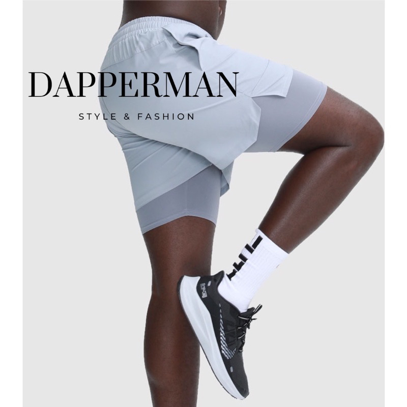 Quần đùi thể thao nam 2 lớp - short đùi và lớp legging lót bên trong hỗ trợ đạp xe hoặc chạy bộ DAPPERMAN
