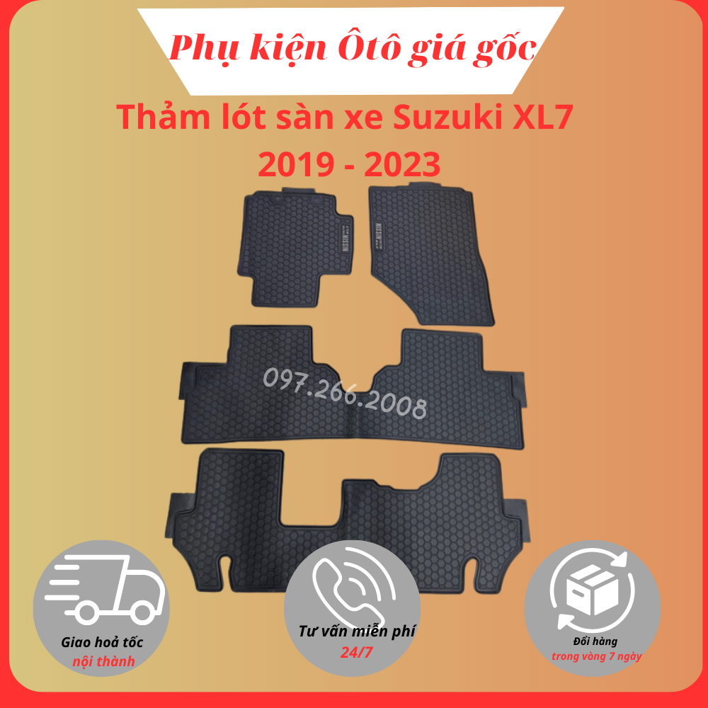 Thảm lót sàn xe Suzuki XL7 2019 - 2023 - Cao su đúc không mùi, mẫu tổ ong NISSIN