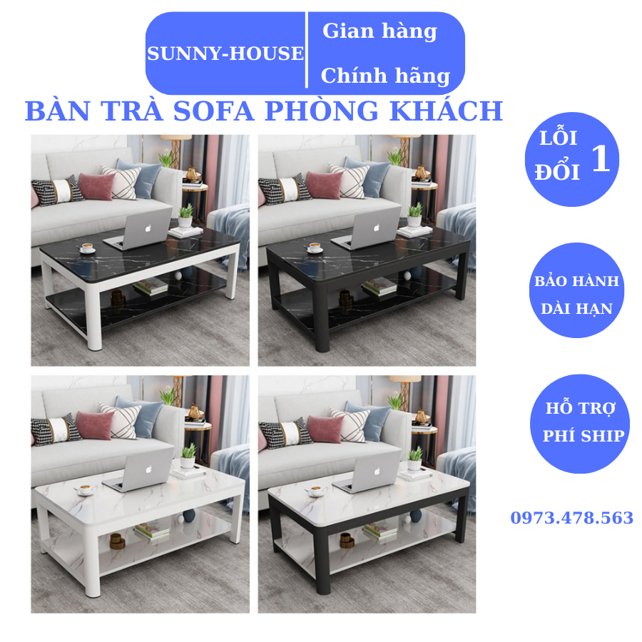 Bàn Trà Gỗ Sofa Vân Đá Cẩm Thạch Mẫu Mới Hiên Đại Cho Phòng Khách Thêm Sang Trọng Tinh Tế,Kích Thước 100*6