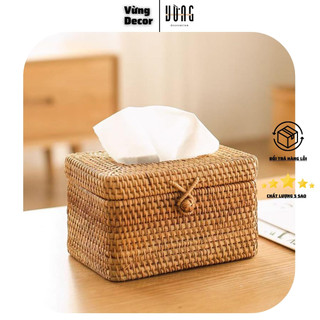 Hộp Đựng Giấy Chữ Nhật VỪNG DECOR Chất Liệu Mây Tự Nhiên - Hàng Việt Nam Xuất Khẩu [ FreeShip-Giảm 10k Đơn 0đ ].